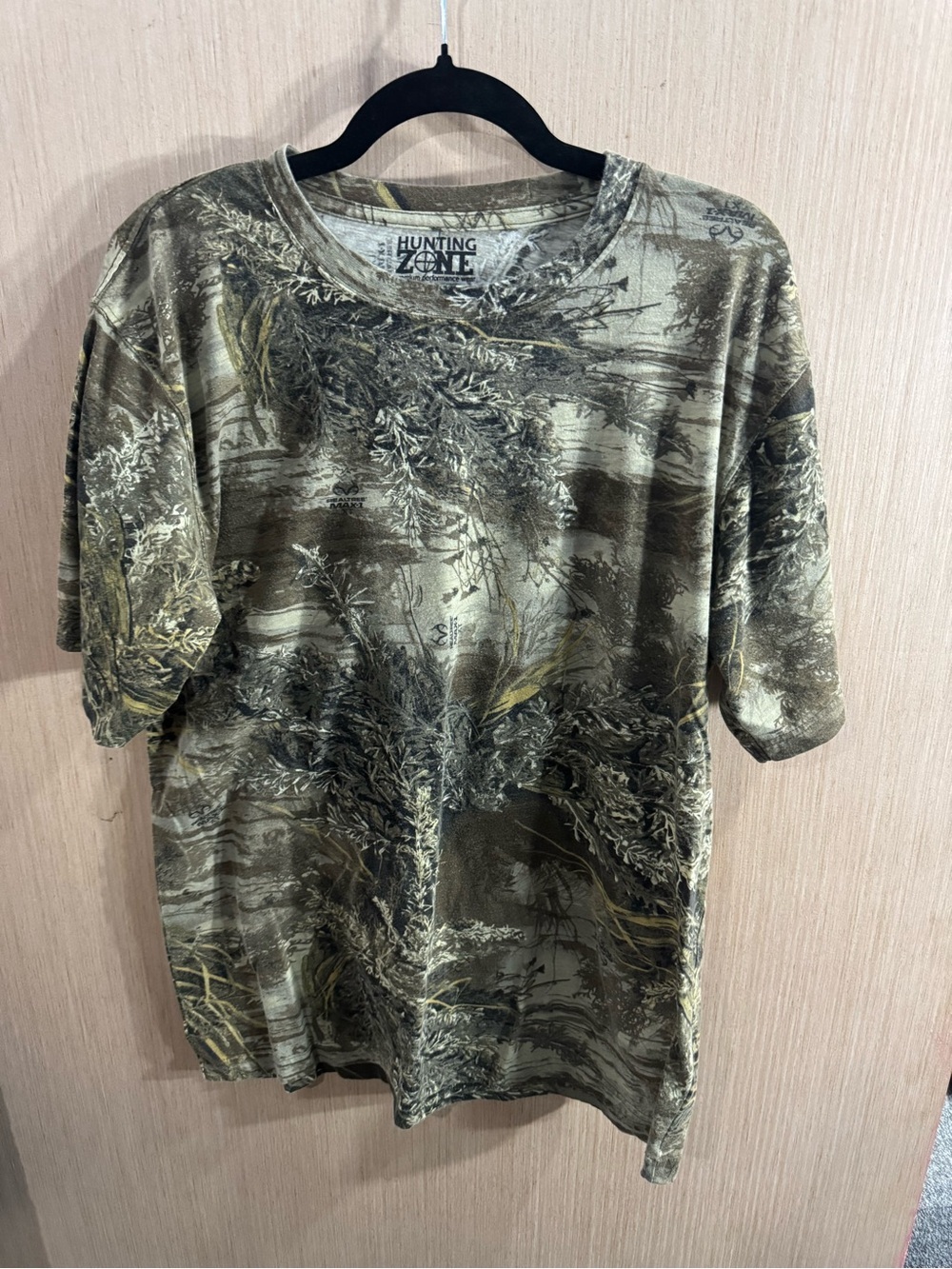 Men's Hunting Zone Camo Short Sleeve Shirt - Olive Green Size Large